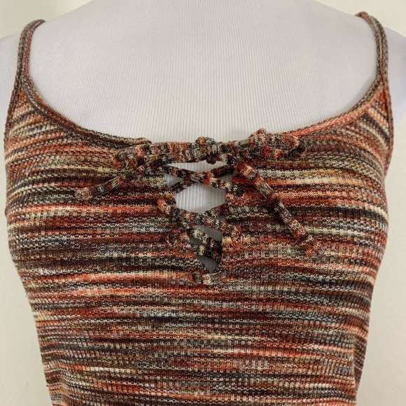 Aeropostale Space Dye Tank Dress Size Small Marled Retro Stretch Brown - Picture 13 of 13